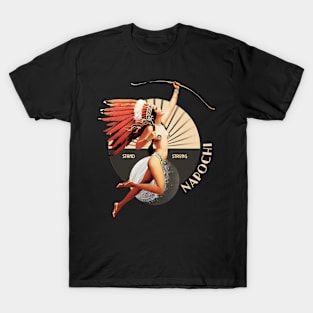 Napochi 1920's Art Deco Indian Moon Pin Up Girl Retro Stand Strong T-Shirt